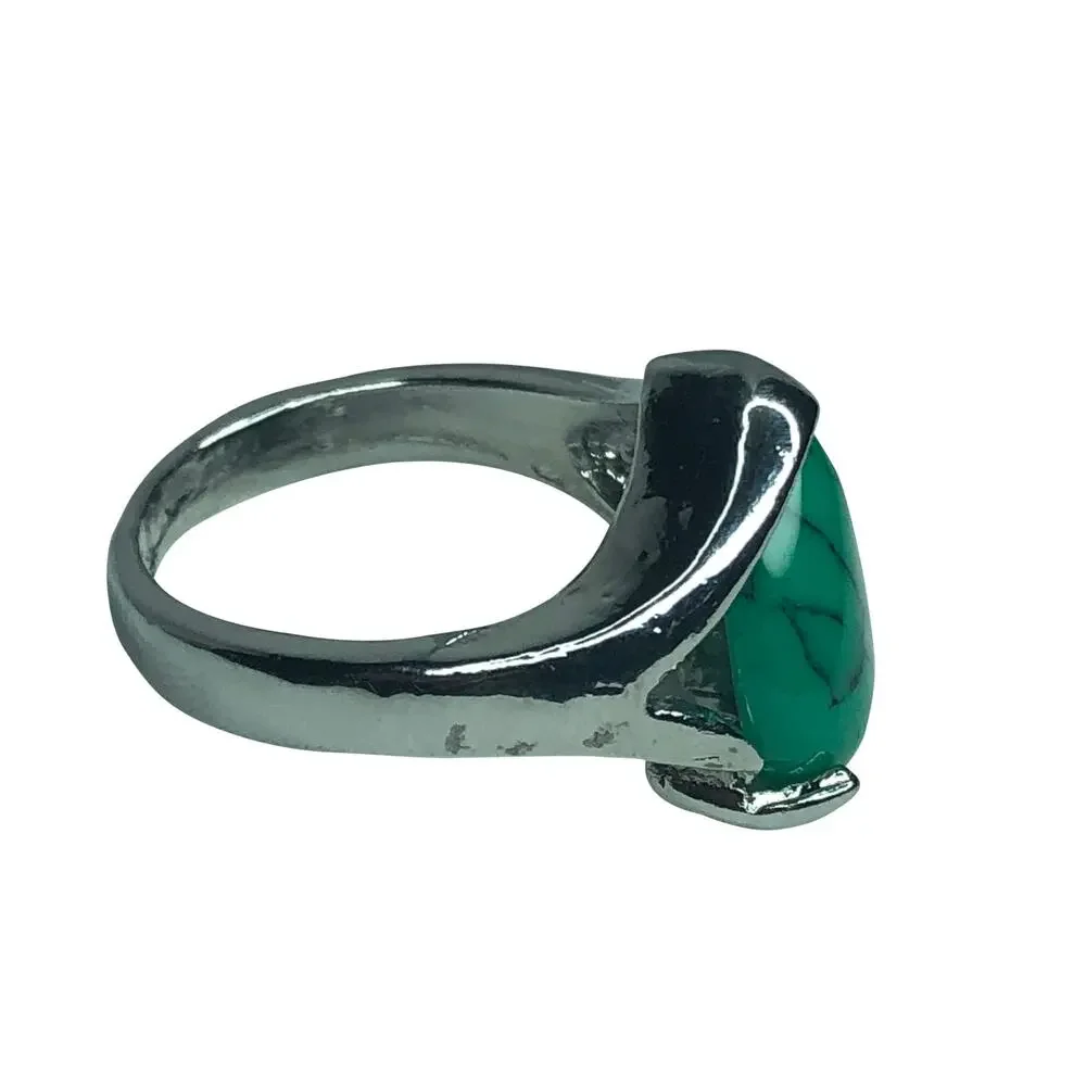 Turquoise Covered Teardrop Ring - Size 6.5